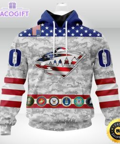 nhl minnesota wild hoodie armed forces appreciation 3d unisex hoodie 2