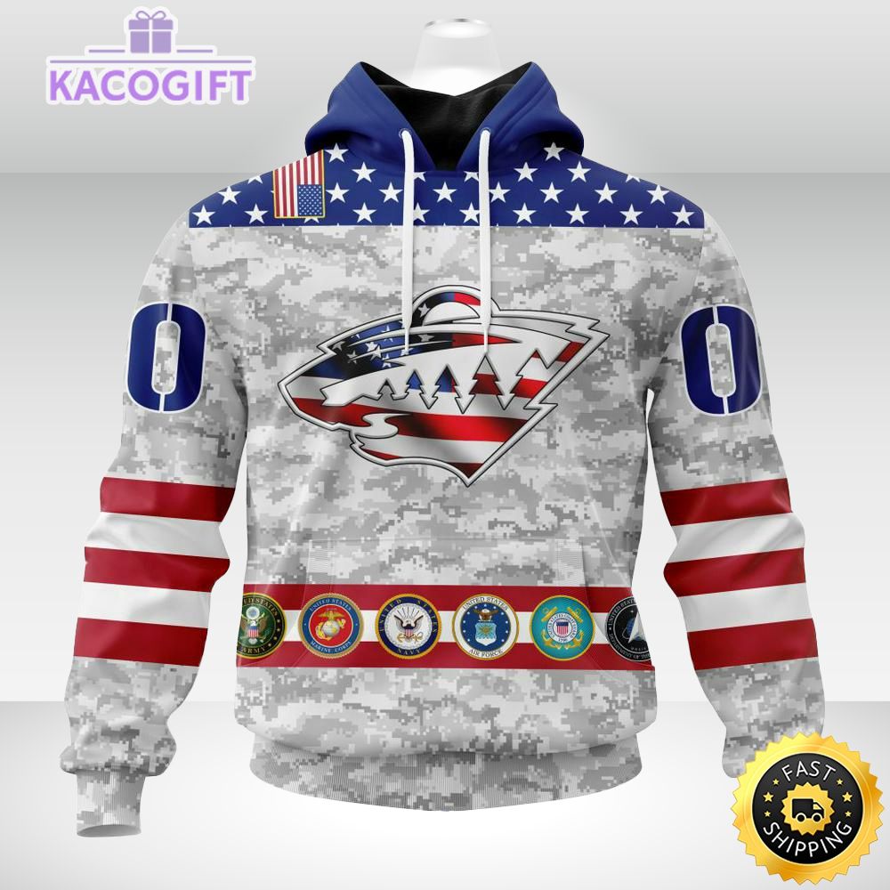 Limited Edition Minnesota Wild Armed Forces Appreciation 3D Unisex Hoodie