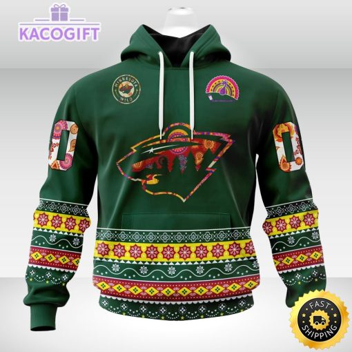 nhl minnesota wild hoodie jersey hockey for all diwali festival 3d unisex hoodie 2