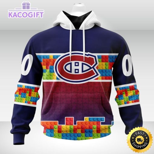 nhl montreal canadiens 3d unisex hoodie autism awareness design unisex hoodie 1