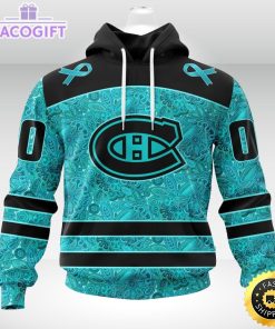 nhl montreal canadiens 3d unisex hoodie special design fight ovarian cancer 2