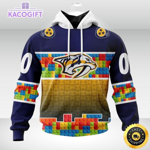 nhl nashville predators 3d unisex hoodie autism awareness design unisex hoodie 1