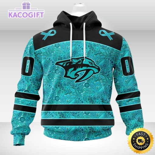 nhl nashville predators 3d unisex hoodie special design fight ovarian cancer 2