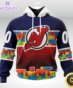 nhl new jersey devils 3d unisex hoodie autism awareness design unisex hoodie