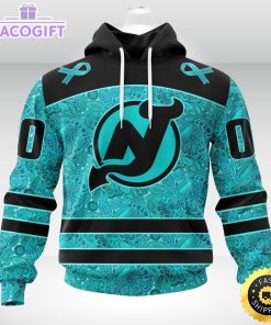 nhl new jersey devils 3d unisex hoodie special design fight ovarian cancer 1