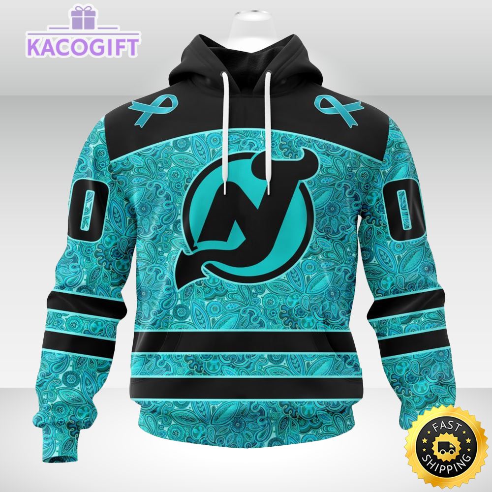 Fight Ovarian Cancer in Style - Personalized NHL New Jersey Devils 3D Unisex Hoodie
