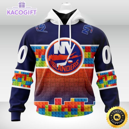 nhl new york islanders 3d unisex hoodie autism awareness design unisex hoodie 1