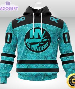 nhl new york islanders 3d unisex hoodie special design fight ovarian cancer 2