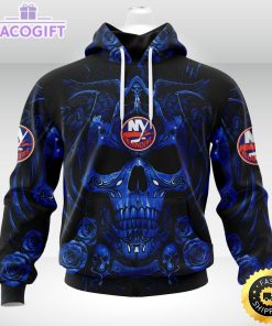 nhl new york islanders hoodie special design with skull art 3d unisex hoodie 2