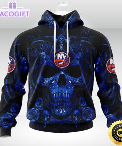 nhl new york islanders hoodie special design with skull art 3d unisex hoodie