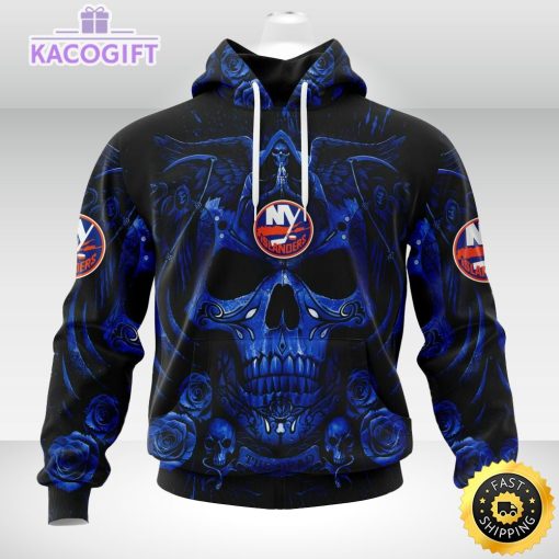 nhl new york islanders hoodie special design with skull art 3d unisex hoodie