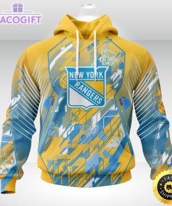 nhl new york rangers 3d hoodie mighty warrior fearless against childhood cancers