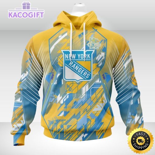 nhl new york rangers 3d hoodie mighty warrior fearless against childhood cancers