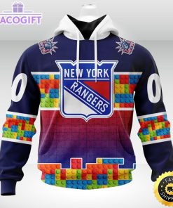 nhl new york rangers 3d unisex hoodie autism awareness design unisex hoodie 2