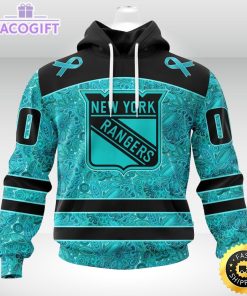 nhl new york rangers 3d unisex hoodie special design fight ovarian cancer 2