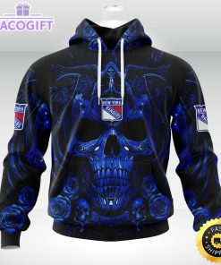 nhl new york rangers hoodie special design with skull art 3d unisex hoodie 1