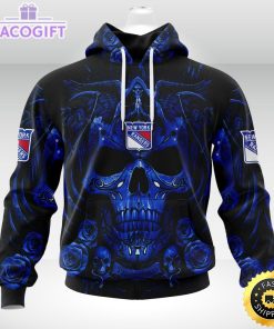 nhl new york rangers hoodie special design with skull art 3d unisex hoodie 2