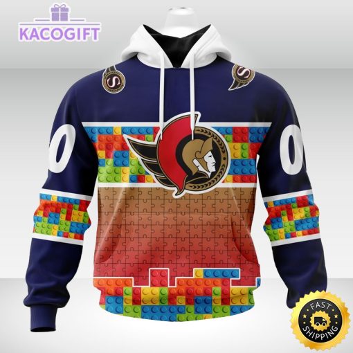 nhl ottawa senators 3d unisex hoodie autism awareness design unisex hoodie