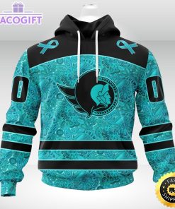 nhl ottawa senators 3d unisex hoodie special design fight ovarian cancer 2