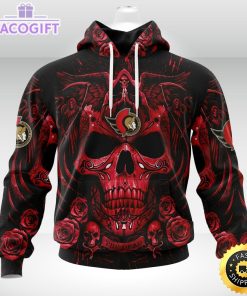 nhl ottawa senators hoodie special design with skull art 3d unisex hoodie 2