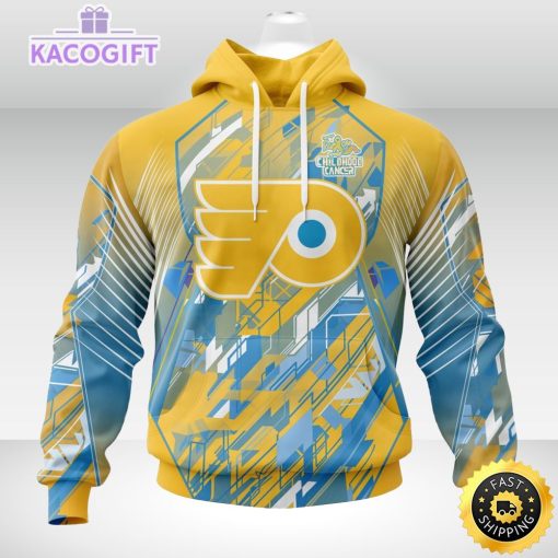 nhl philadelphia flyers 3d hoodie mighty warrior fearless against childhood cancers