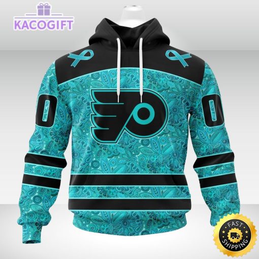 nhl philadelphia flyers 3d unisex hoodie special design fight ovarian cancer 1