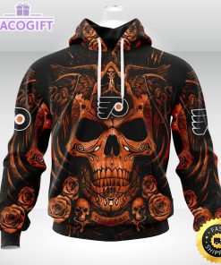 nhl philadelphia flyers hoodie special design with skull art 3d unisex hoodie 2