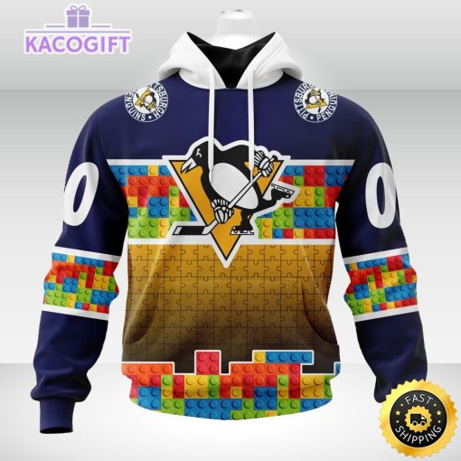 nhl pittsburgh penguins 3d unisex hoodie autism awareness design unisex hoodie 2