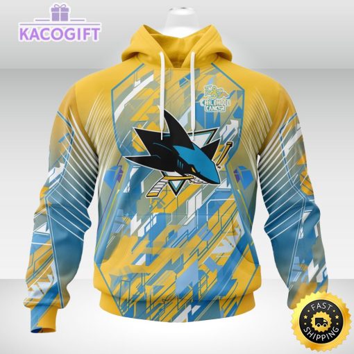 nhl san jose sharks 3d hoodie mighty warrior fearless against childhood cancers