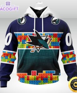 nhl san jose sharks 3d unisex hoodie autism awareness design unisex hoodie 1