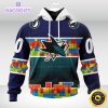 nhl san jose sharks 3d unisex hoodie autism awareness design unisex hoodie