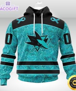 nhl san jose sharks 3d unisex hoodie special design fight ovarian cancer 2