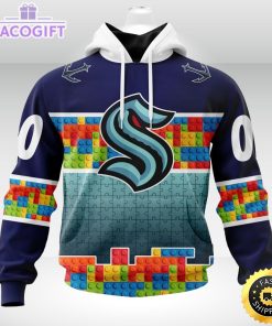 nhl seattle kraken 3d unisex hoodie autism awareness design unisex hoodie 1