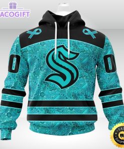 nhl seattle kraken 3d unisex hoodie special design fight ovarian cancer 1