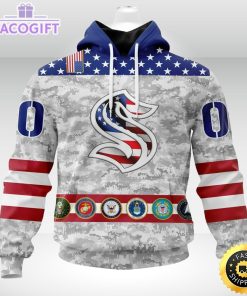 nhl seattle kraken hoodie armed forces appreciation 3d unisex hoodie