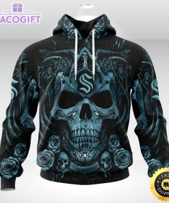 nhl seattle kraken hoodie special design with skull art 3d unisex hoodie 1