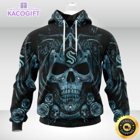 nhl seattle kraken hoodie special design with skull art 3d unisex hoodie 1