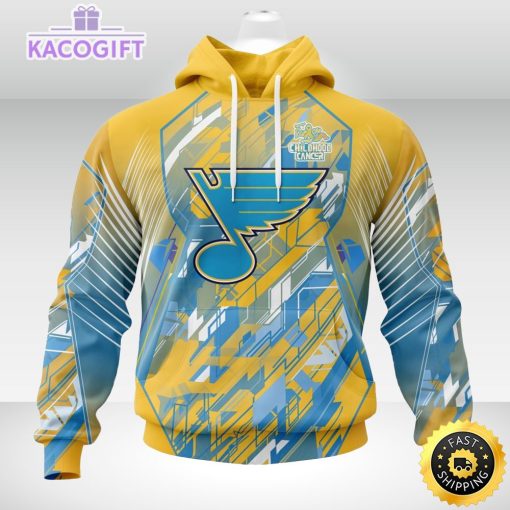 nhl st louis blues 3d hoodie mighty warrior fearless against childhood cancers