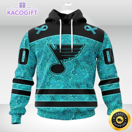 nhl st louis blues 3d unisex hoodie special design fight ovarian cancer 1