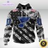 nhl st louis blues hoodie grey camo military design and usa flags on shoulder 1