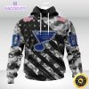 nhl st louis blues hoodie grey camo military design and usa flags on shoulder 2