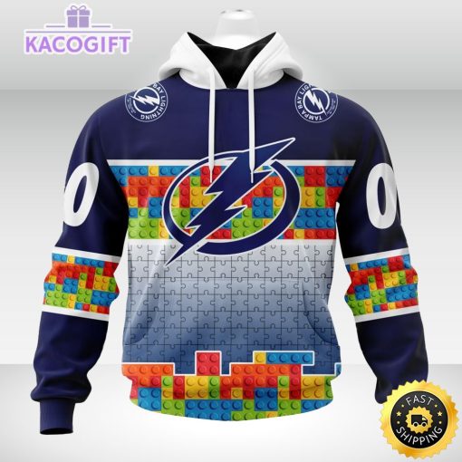 nhl tampa bay lightning 3d unisex hoodie autism awareness design unisex hoodie