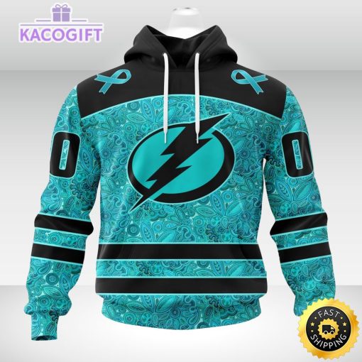 nhl tampa bay lightning 3d unisex hoodie special design fight ovarian cancer 1