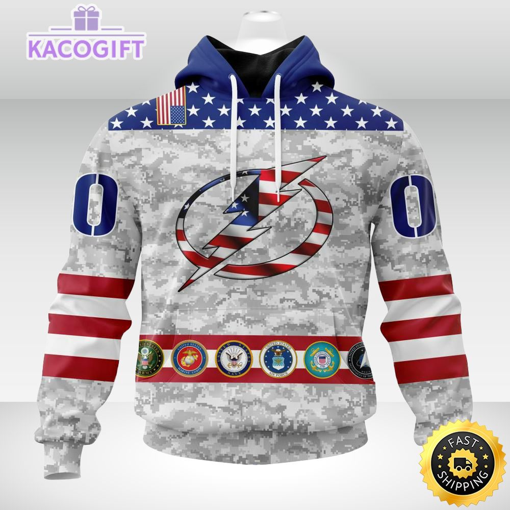NHL Tampa Bay Lightning Armed Forces Appreciation 3D Unisex Personalized Hoodie