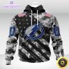 nhl tampa bay lightning hoodie grey camo military design and usa flags on shoulder 1