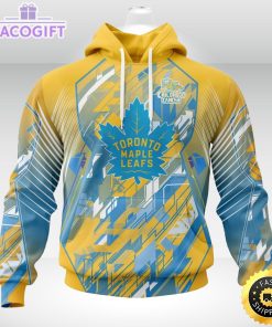 nhl toronto maple leafs 3d hoodie mighty warrior fearless against childhood cancers