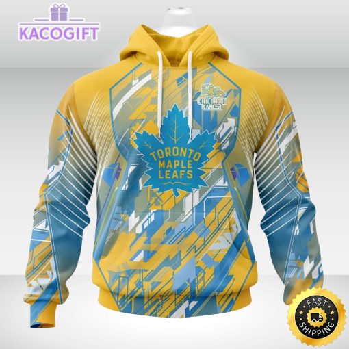 nhl toronto maple leafs 3d hoodie mighty warrior fearless against childhood cancers