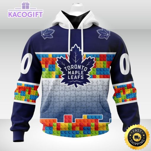 nhl toronto maple leafs 3d unisex hoodie autism awareness design unisex hoodie 2