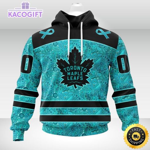 nhl toronto maple leafs 3d unisex hoodie special design fight ovarian cancer 1