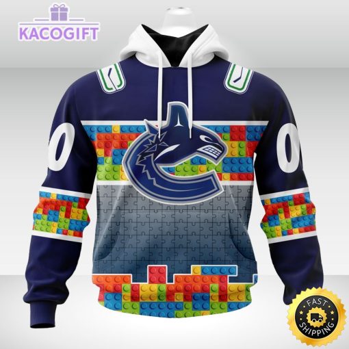 nhl vancouver canucks 3d unisex hoodie autism awareness design unisex hoodie 1